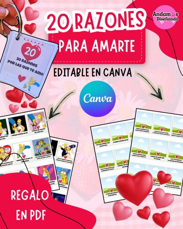 Producto - 20 RAZONES PARA AMAR. EDITABLE EN CANVA