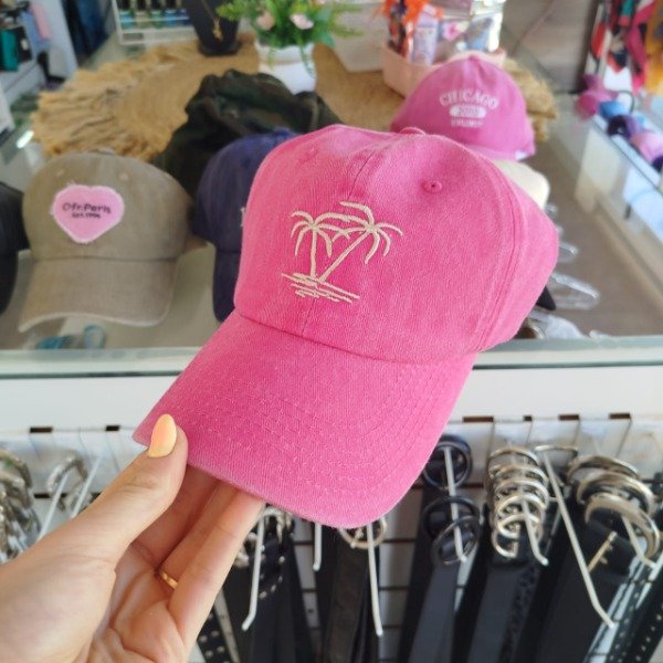 Producto - Gorra vintage palmera rosa