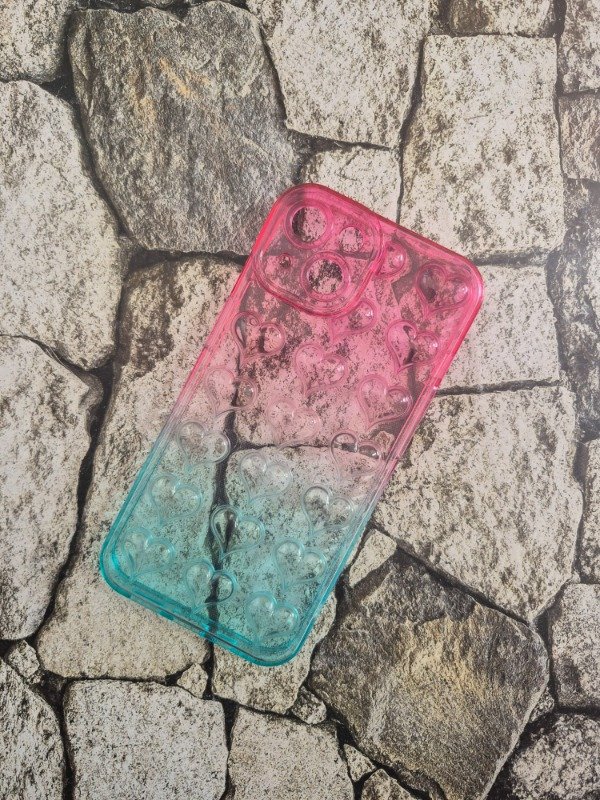Producto - Funda tpu puffer corazon Iphone 13 rosa celeste