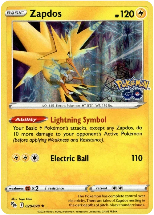 Producto - Zapdos - 029/078 - Pokemon Go - Holo