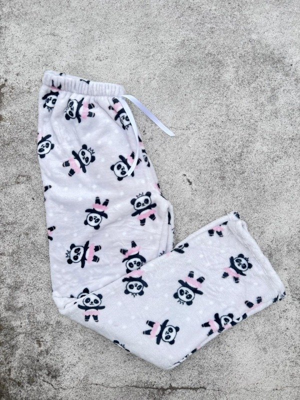Producto - Pantalon Polar Soft  Blanco Grisaseo Pandas