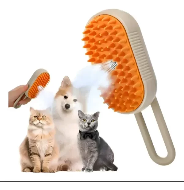 Producto - Cepillo De Vapor Con Mango Para Mascotas Peine Masajeador Beige