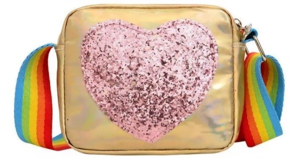 Producto - Cartera para nena dorada corazón