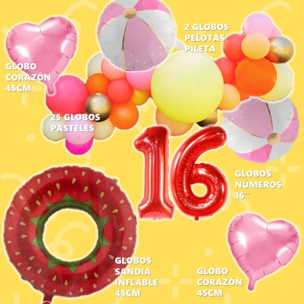 Producto - COMBO GLOBOS PILETA VERANO FRUTILLA
