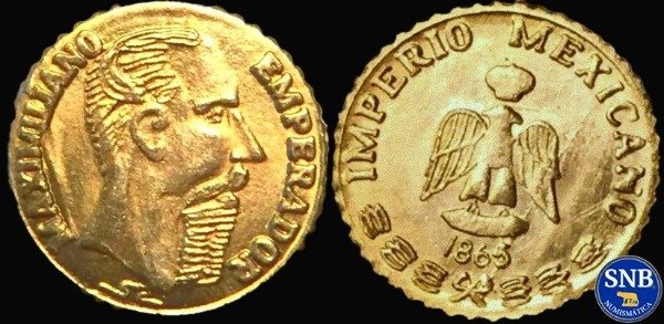 Producto - México: Segundo Imperio - 1 Peso (1865) Oro - Maximiliano I