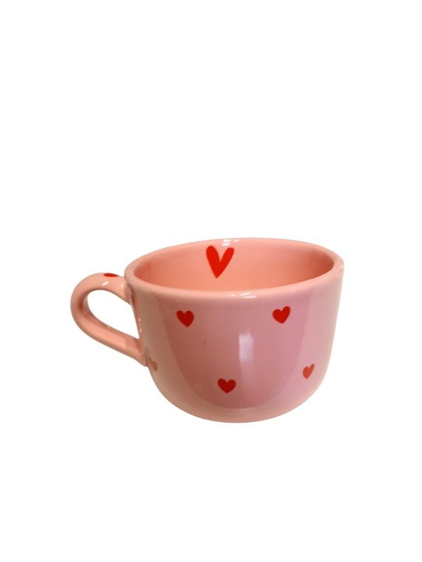 Producto - Tazon rosa con corazon rojo