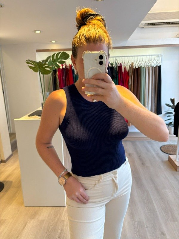 Producto - Musculosa BASIC TEJIDA BLUE