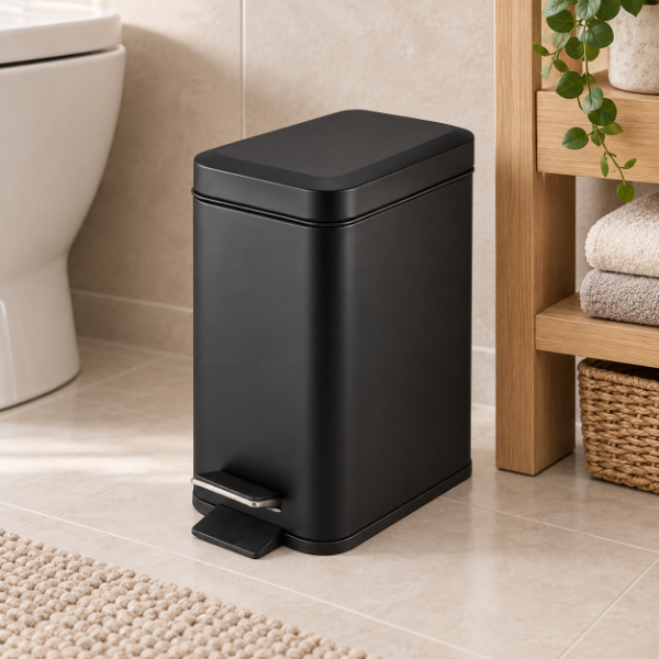 Producto - Tacho De Basura Acero 10lts Con Pedal Y Balde Cierre Suave Blanco y Negro - 1