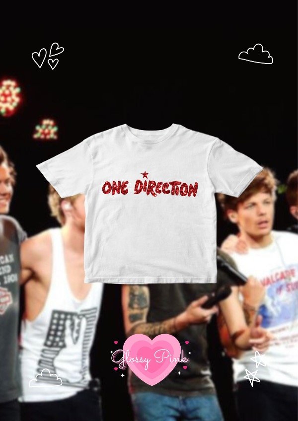 Baby tee 1d glitter rojo - vinilo textil