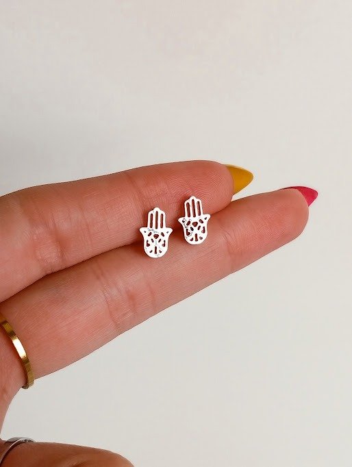 Producto - Aros miniatura hamsa - Acero quirúrgico