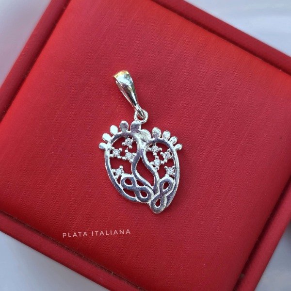 Producto - Dije italiano huella de bebé e infinito