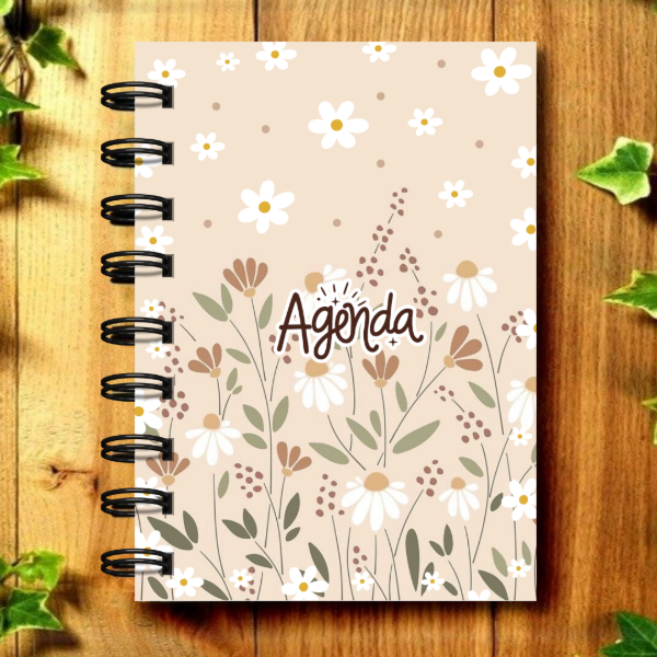 Producto - Agenda Pocket a6 - 2026 Diaria Perpetua - Ilustrada - "Margaritas"