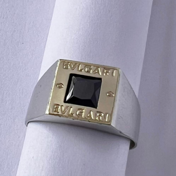 Producto - Anillo de plata y oro  Bulgari Onix negro