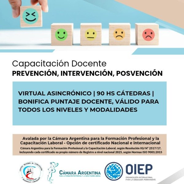 Producto - Capacitación Docente -Prevención, intervención y posvención-