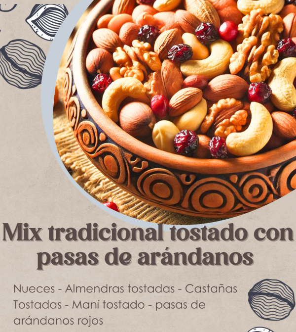 Producto - Mix tradicional tostado con pasas de arandanos