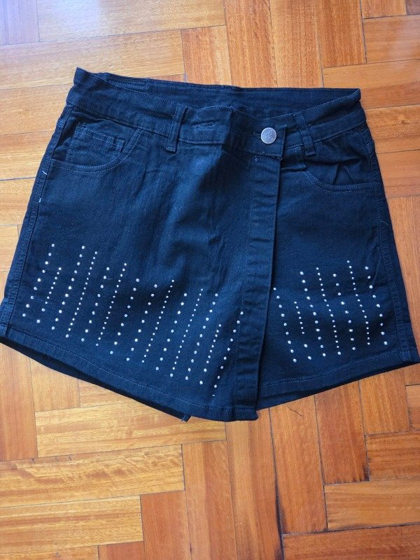 Producto - Short pollera de Jeans con brillos elastizado
