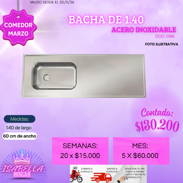 Producto - BACHA DE ACERO INOXIDABLE 1.40