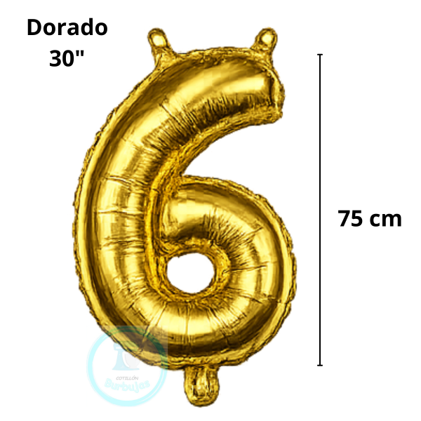 Producto - Globo N. 6 Metalizado 30" (75 cm) DORADO x1