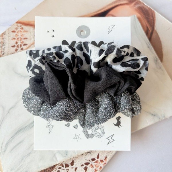 Producto - Set x 3 Scrunchies Lurex Grey
