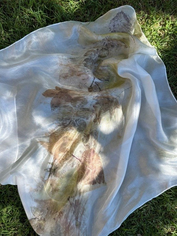 Producto - Pañuelo Medium ECOPRINT Seda Natural AUTUMN