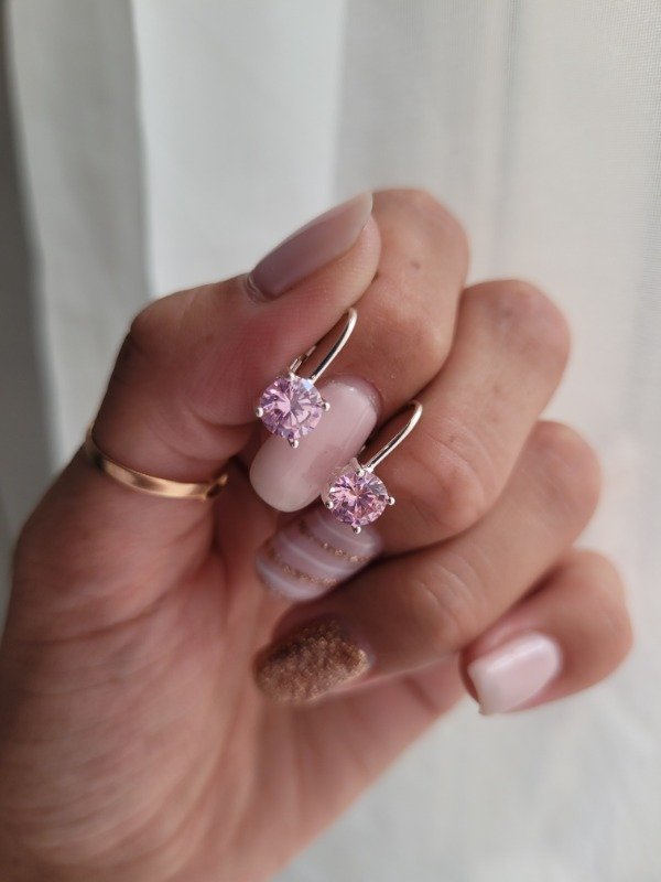 Producto - Aros a brisura cúbic rosa - Plata 925