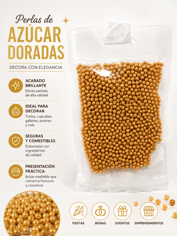 Producto - Perlas  mini en dorado egiocio
