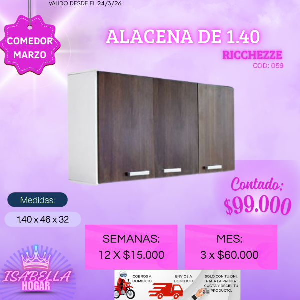Producto - ALACENA 1.40 MELAMINA RICCHEZZE