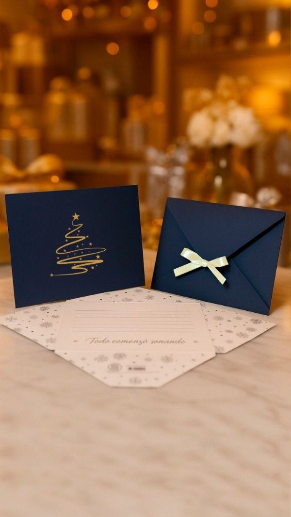 Producto - Carta sobre azul-confeccionado papel obra 16x11,5