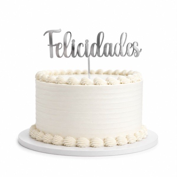 Producto - Cake topper FELICIDADES plateado cursiva