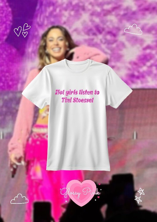 Producto - Remera Hot Girls Listen To Tini - VINILO TEXTIL GLITTER