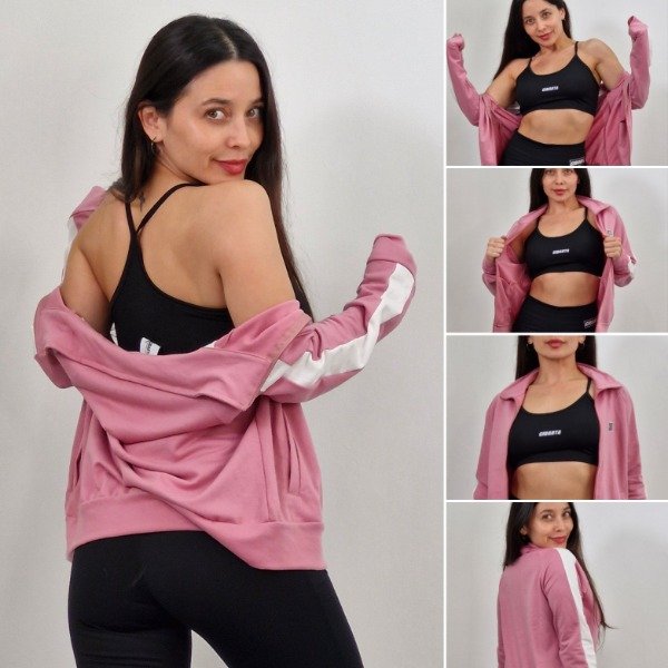 Producto - Campera Cibarta Modelo Tenis Fem Rosa Vintage banda Lateral blanca
