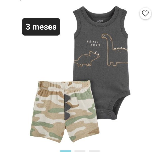 Duo carters body y short  3 meses camuflado