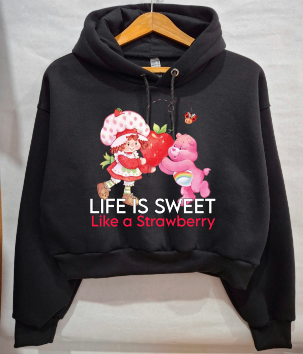 Producto - Buzo Canguro Crop Top Frutillitas Negro