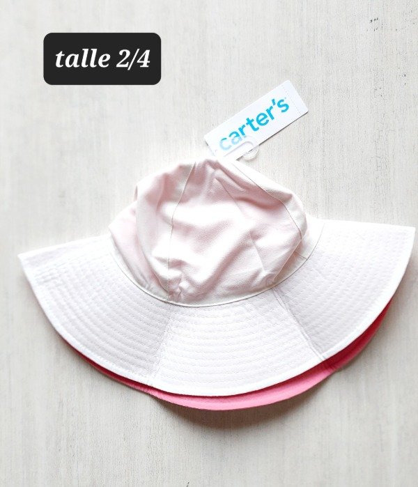 Piluso carters reversible proteccion uv talle 2/4 rosa/blanco — imagen 3