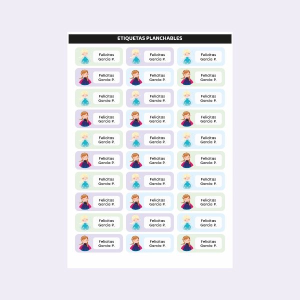 Producto - Etiquetas PLANCHABLES Frozen