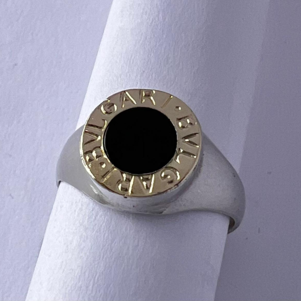 Producto - Anillo de plata y oro Bulgari negro