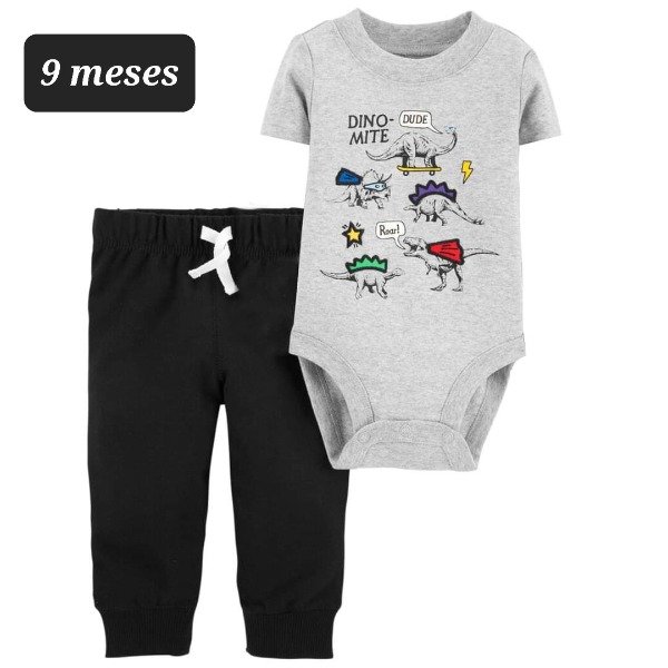 Duo Carters body y pantalon 9 meses Dinosaurios