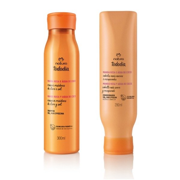 Producto - Kit Sol, Mar y Piscina Mango Rosa y Agua de Coco: shampoo + acondicionador
