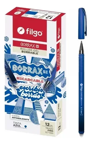 Producto - Lapicera borrable Filgo Borrax recargable azul 0.7