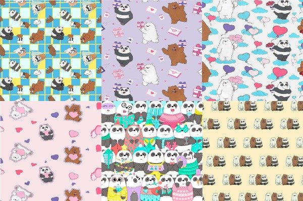 Producto - Pack Tela para Patchwork Retazos OSOS Escandalosos, 6 Cortes 20x20 + entretela