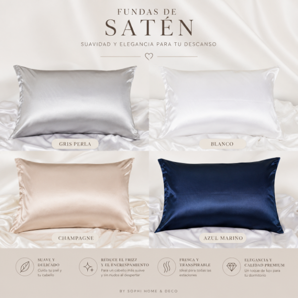 Producto - Pack x2 Fundas de Almohada de Satén 70 x 50 cm - Anti Frizz - 4