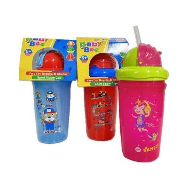 Producto - Vaso con sorbete y tapa retráctil (BABY BEE)
