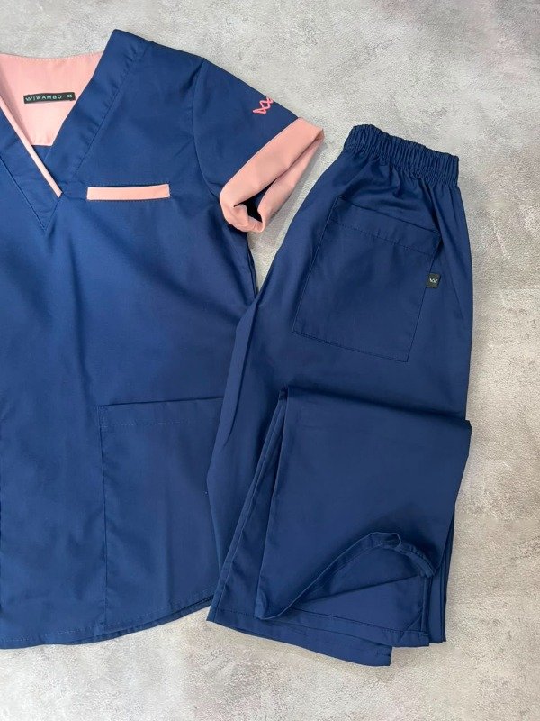 Producto - AMBO INDIGO SPANDEX (Azul detalle Rosa) - 3