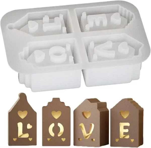 Producto - Molde mini casitas portavela LOVE - 2