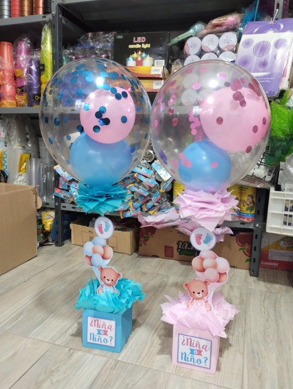 Producto - Centro de mesa con globos revelación de sexo osita
