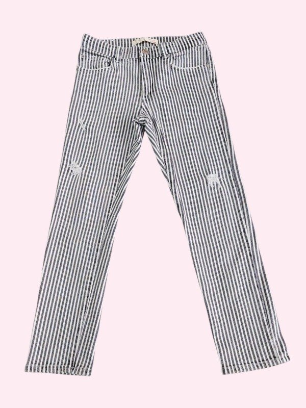 Producto - Jean rayado celeste y blanco con roturas Zara 9 años