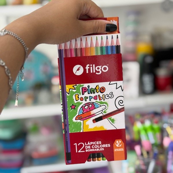 Producto - Caja Lápices Borrables FILGO x12 Colores 6882