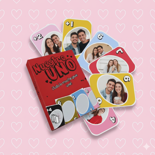 Producto - Kit Imprimible Juego de Cartas del Uno San Valentín Editable