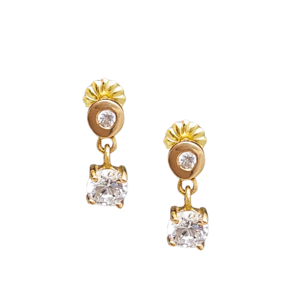 Producto - Aros Colgantes Oro 18kt Punto de Luz Susanito a Rosca - 0