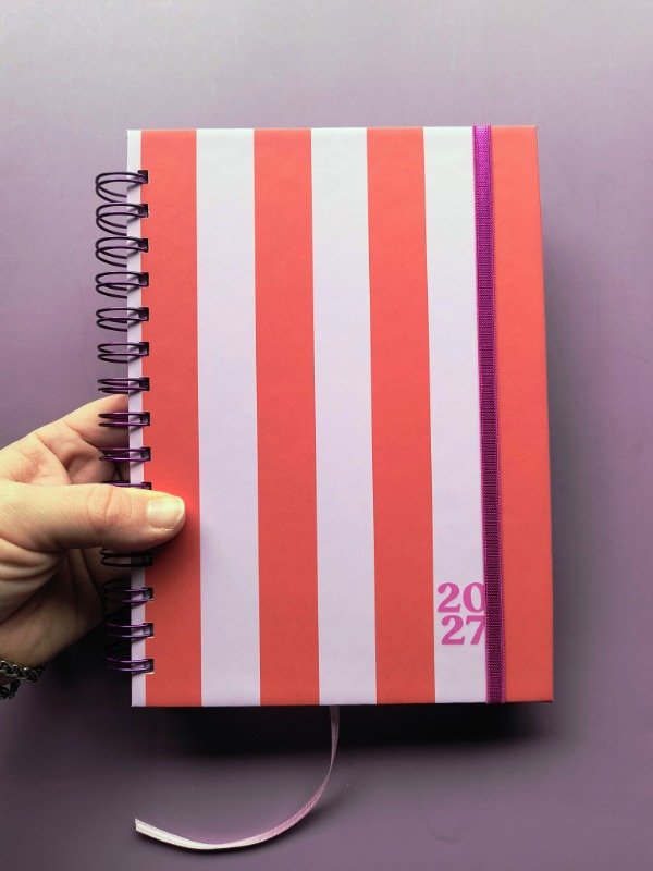 Producto - Agenda 2027 Semana a la Vista - Rayado Naranja/Rosa - 1